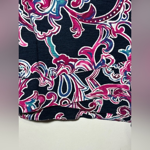 Chico’s Multicolor Paisley Print Cotten Modal Blend Top Boat Neck 3/4 Sleeves XL - Picture 4 of 8